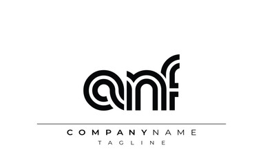 ANF Creative Unique Modern Letter Logo Design. Stylized logo featuring a unique letter design, presenting abstract minimalist aesthetics and modern appeal