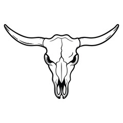 Longhorn Bull skull dead icon outline vector