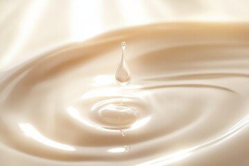 Close-up view of glowing skincare serum drop being applied to smooth skin with soft lighting and luxurious dewy texture