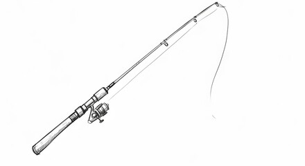 Fishing Rod with Line Sketch