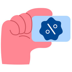 Hand holding a membership card for discounts and special offers flat vector illustration