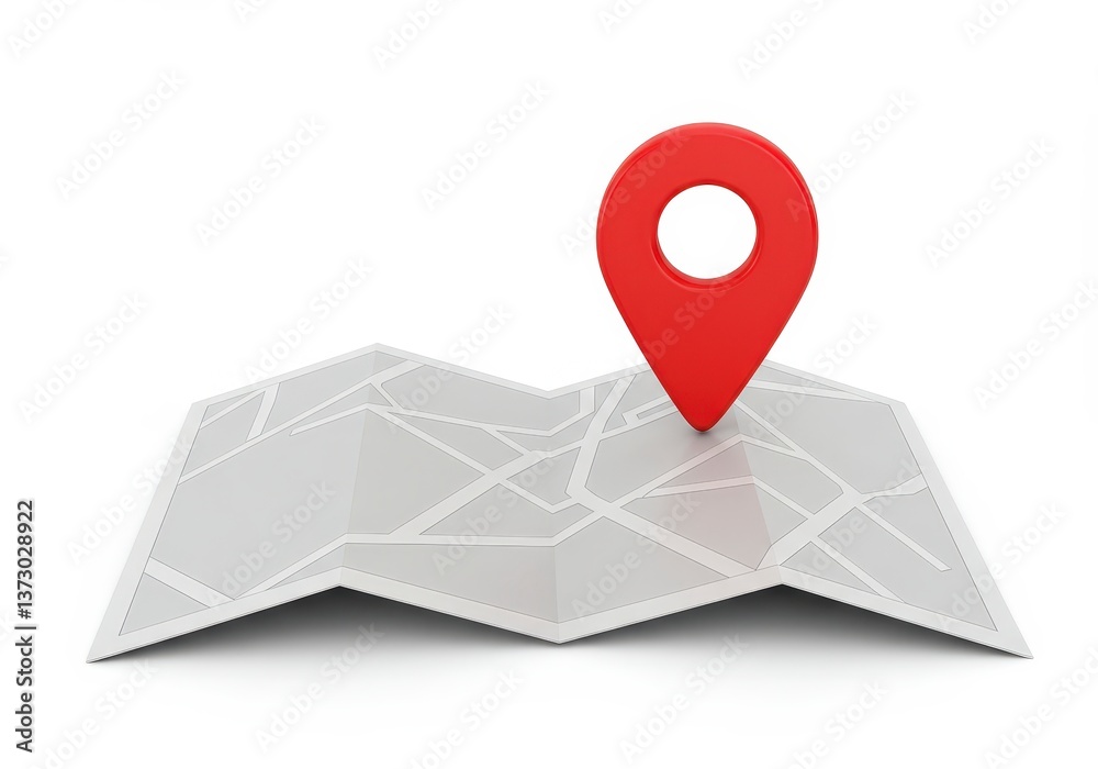 Fototapete location pin pointing a place on a map for navigation concept
