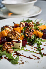 Close-Up of Beetroot and Persimmon Salad