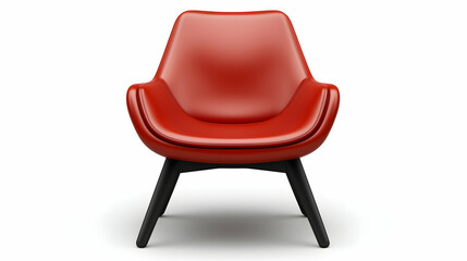 Red Modern Armchair on White Background