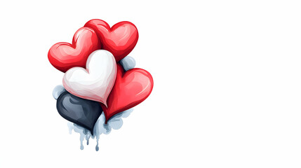 Red White And Black Pixel Hearts Illustration