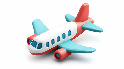 Red White and Teal Toy Airplane 3D Render