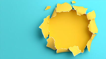 Ripped Yellow Paper on Blue Background
