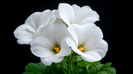 Close-Up of Delicate White Flowers Against Dark Background
