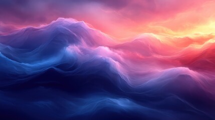 Ethereal Abstract Waves in Vibrant Colors of Pink and Blue Light