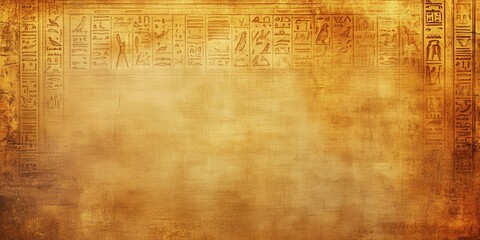 Fototapeta premium Ancient Papyrus: An aged parchment, adorned with mysterious hieroglyphs, unveils the secrets of a bygone era. The weathered texture and warm hues evoke a sense of history, inviting contemplation.