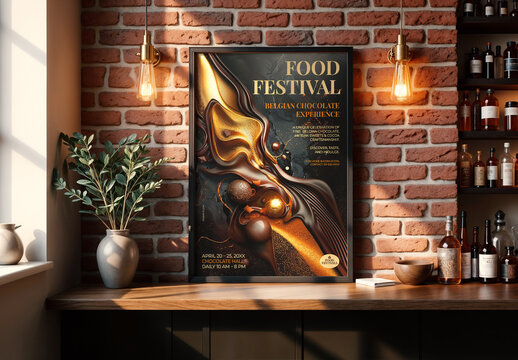 Golden Food Festival Poster Layout Set