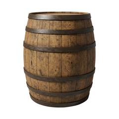 Fototapeta premium Rustic Wooden Barrel – Vintage Charm with Timeless Craftsmanship isolated on transparent background
