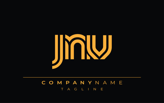 JNV Creative Unique Modern Letter Logo Design. Stylized logo featuring a unique letter design, presenting abstract minimalist aesthetics and modern appeal