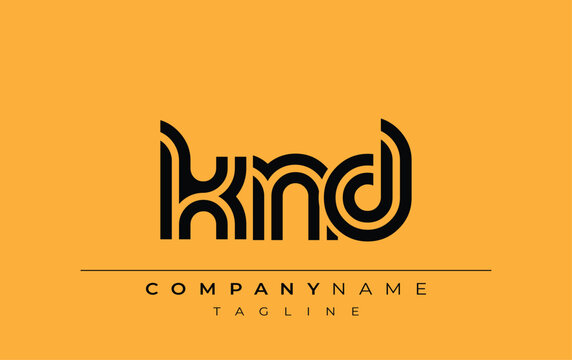 KND Creative Unique Modern Letter Logo Design. Stylized logo featuring a unique letter design, presenting abstract minimalist aesthetics and modern appeal