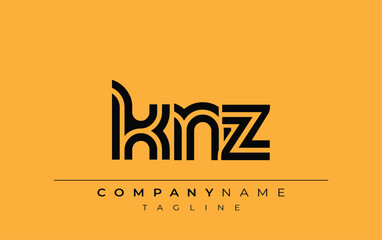 KNZ Creative Unique Modern Letter Logo Design. Stylized logo featuring a unique letter design, presenting abstract minimalist aesthetics and modern appeal