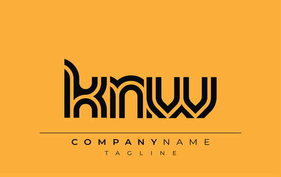 KNW Creative Unique Modern Letter Logo Design. Stylized logo featuring a unique letter design, presenting abstract minimalist aesthetics and modern appeal