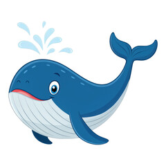Obraz premium A cheerful cartoon whale with a playful expression, splashing water from its blowhole.