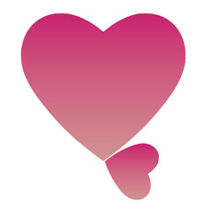 Gradient pink and orange two hearts on transparent background