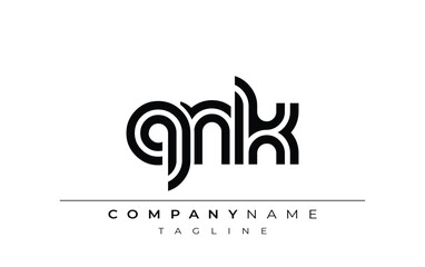 QNK Creative Unique Modern Letter Logo Design. Stylized logo featuring a unique letter design, presenting abstract minimalist aesthetics and modern appeal
