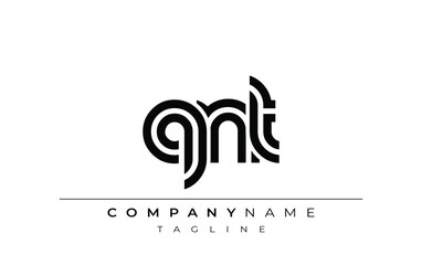 QNT Creative Unique Modern Letter Logo Design. Stylized logo featuring a unique letter design, presenting abstract minimalist aesthetics and modern appeal