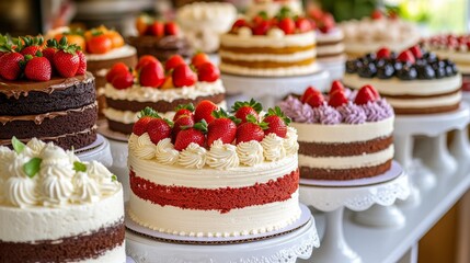 Appetizing cakes highlighted in a bakery ad photograph