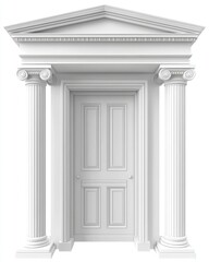Fototapeta premium An old door with a white frame, isolated on a transparent backdrop