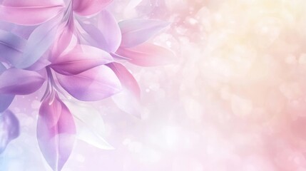 Pastel colored plant leaves with soft artistic bokeh background