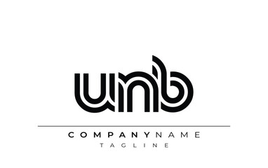 UNB Creative Unique Modern Letter Logo Design. Stylized logo featuring a unique letter design, presenting abstract minimalist aesthetics and modern appeal