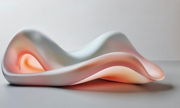 Fluid Abstract Sculpture with Soft Curves and Smooth Colors in a Modern Interior Setting
