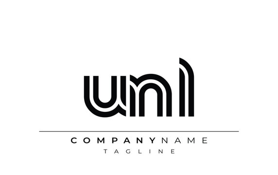 UNL Creative Unique Modern Letter Logo Design. Stylized logo featuring a unique letter design, presenting abstract minimalist aesthetics and modern appeal