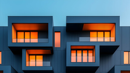 Modern Apartment Building Exterior at Dusk