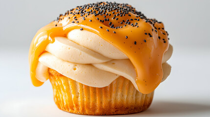 Orange Cream Cupcake with Poppy Seeds