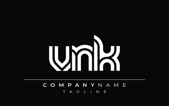 VNK Creative Unique Modern Letter Logo Design. Stylized logo featuring a unique letter design, presenting abstract minimalist aesthetics and modern appeal