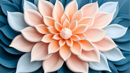 Peach and Teal Geometric Flower 3D Render