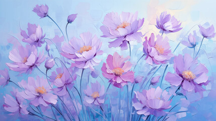 Obraz premium Elegant peony flowers in soft pastel hues create a serene art piece
