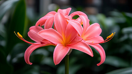 Pink Flower Blossom with Water Droplets Close Up