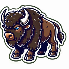 マスコットスタイルのバイソンエンブレムで、EPS10ベクター形式で作られており、力強さ、力、自然の精神を鮮やかで記憶に残るロゴで伝えたいブランドに最適です