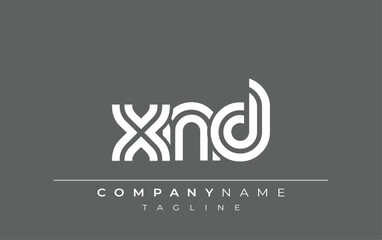 XND Creative Unique Modern Letter Logo Design. Stylized logo featuring a unique letter design, presenting abstract minimalist aesthetics and modern appeal