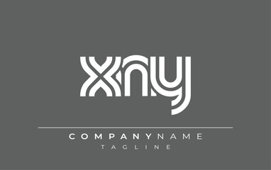 XNY Creative Unique Modern Letter Logo Design. Stylized logo featuring a unique letter design, presenting abstract minimalist aesthetics and modern appeal
