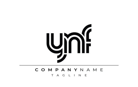 YNF Creative Unique Modern Letter Logo Design. Stylized logo featuring a unique letter design, presenting abstract minimalist aesthetics and modern appeal