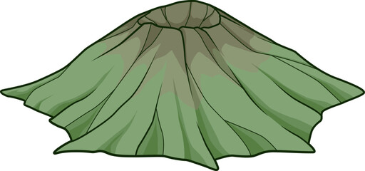 Kleiner, grüner Schlackenkegelvulkan mit typischer Form, naturgetreu dargestellt. © Boris