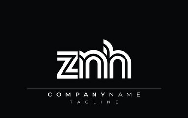 Fototapeta premium ZNH Creative Unique Modern Letter Logo Design. Stylized logo featuring a unique letter design, presenting abstract minimalist aesthetics and modern appeal