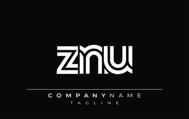 Obraz premium ZNU Creative Unique Modern Letter Logo Design. Stylized logo featuring a unique letter design, presenting abstract minimalist aesthetics and modern appeal