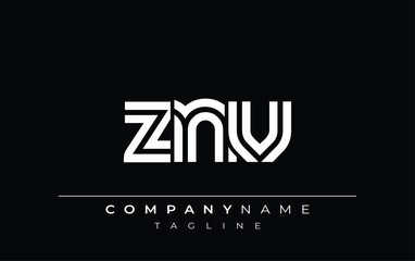 Fototapeta premium ZNV Creative Unique Modern Letter Logo Design. Stylized logo featuring a unique letter design, presenting abstract minimalist aesthetics and modern appeal