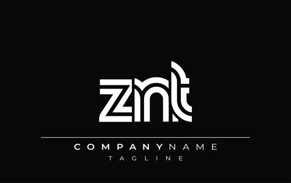 ZNT Creative Unique Modern Letter Logo Design. Stylized logo featuring a unique letter design, presenting abstract minimalist aesthetics and modern appeal