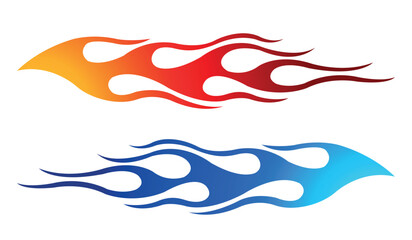 Vector fire flames race car decal graphic. Burning tire flame sports car body side vinyl decal. Side speed decoration for cars, auto, truck, boat, suv, motorcycle.