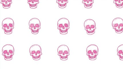 Fototapeta premium Futuristic pink wireframe skull pattern with geometric forms on a white background. Digital art