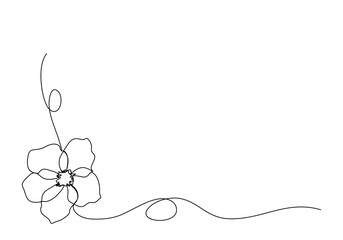 Floral corner frame, one line drawing animation. Video clip with alpha channel.