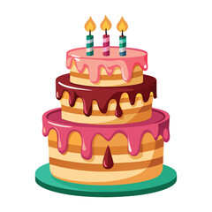 Colorful birthday cake with candles vector