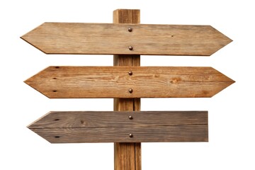 Fototapeta premium Wooden directional signpost isolated on white background